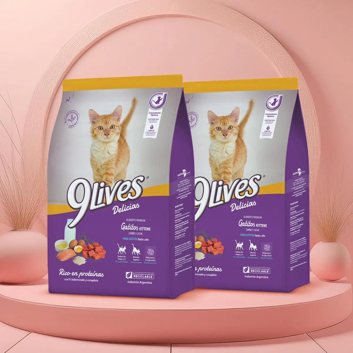 9 Lives Delicias Carne y Leche para Gato Cachorro - 1