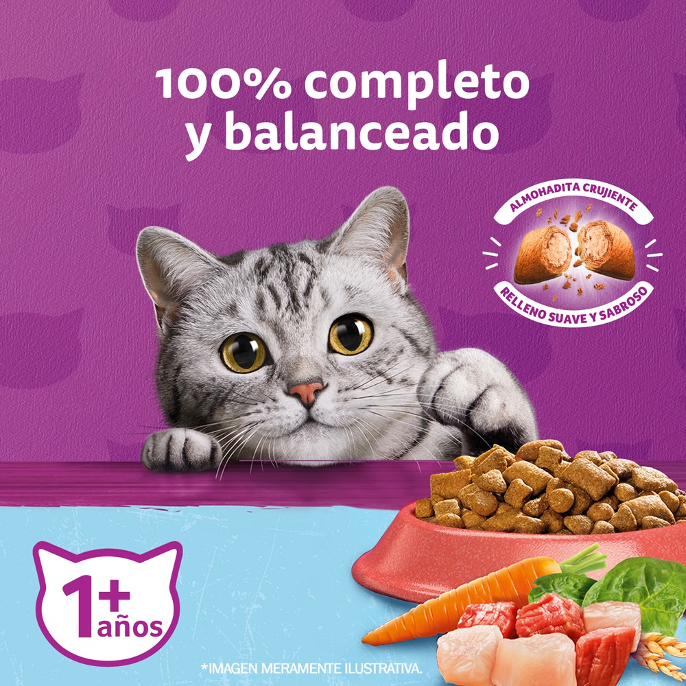 Whiskas Alimento Seco para Gato Adulto Castrado Mix Carne - 3