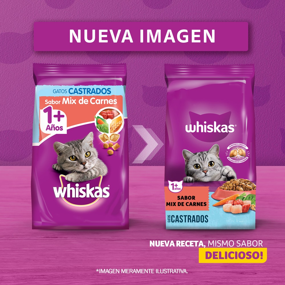 Whiskas Alimento Seco para Gato Adulto Castrado Mix Carne - 7