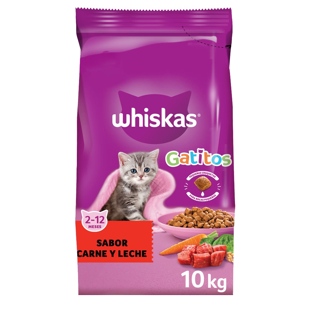Whiskas Alimento Seco Carne y Leche para Gato Cachorro - 1