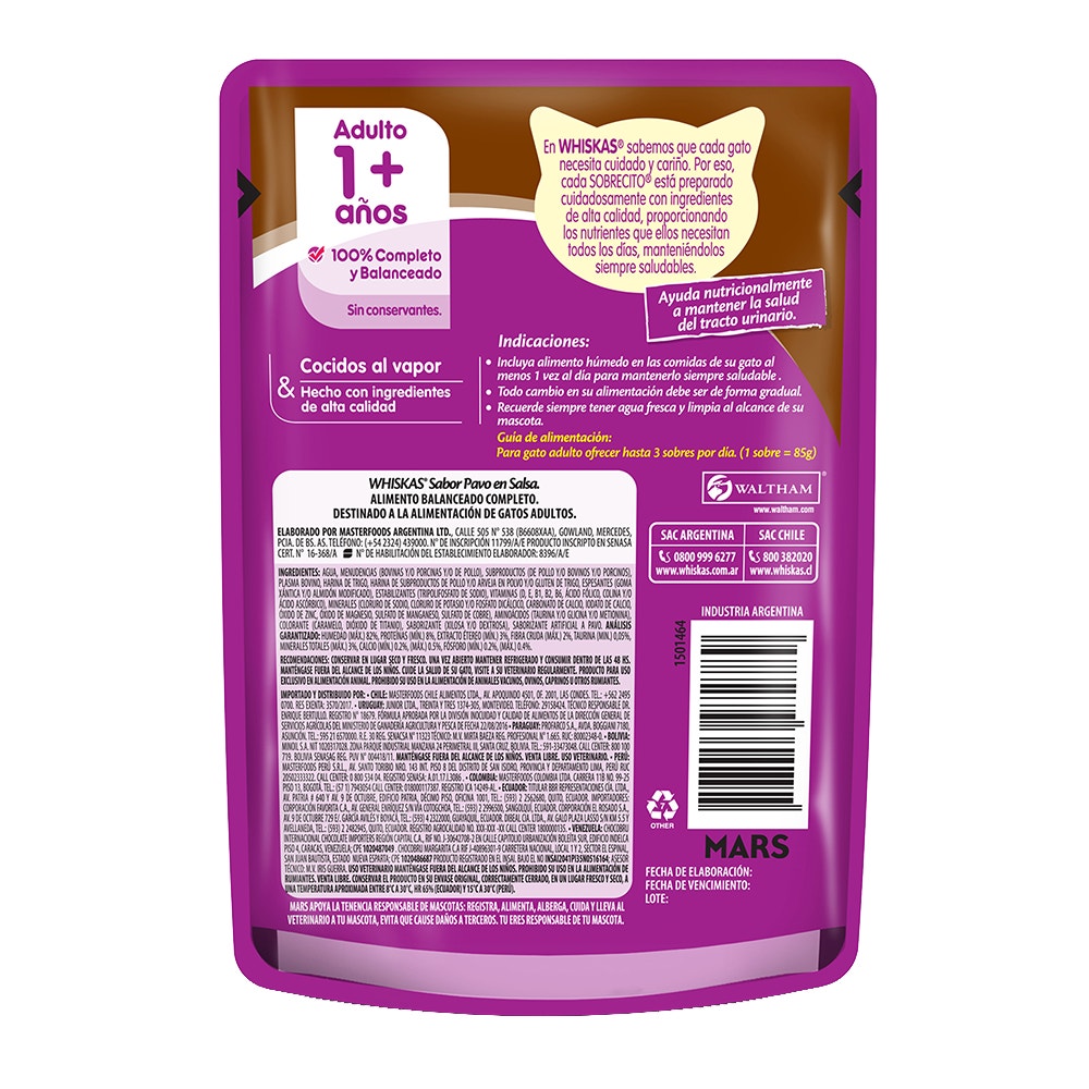 Whiskas Pavo en Salsa para Gato Adulto - 2