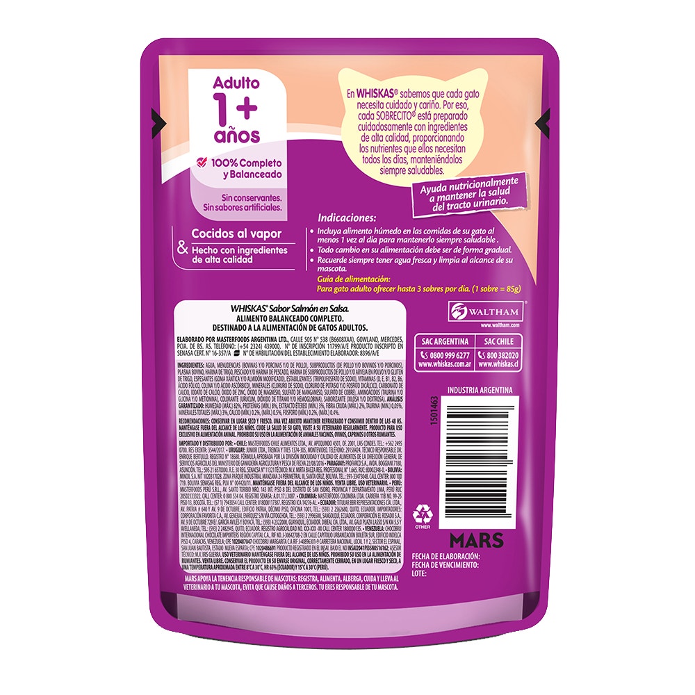 Whiskas Salmón en Salsa para Gato Adulto - 2