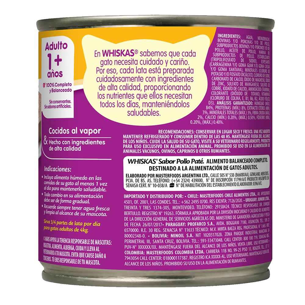 Whiskas Pollo en Paté para Gato Adulto - 2