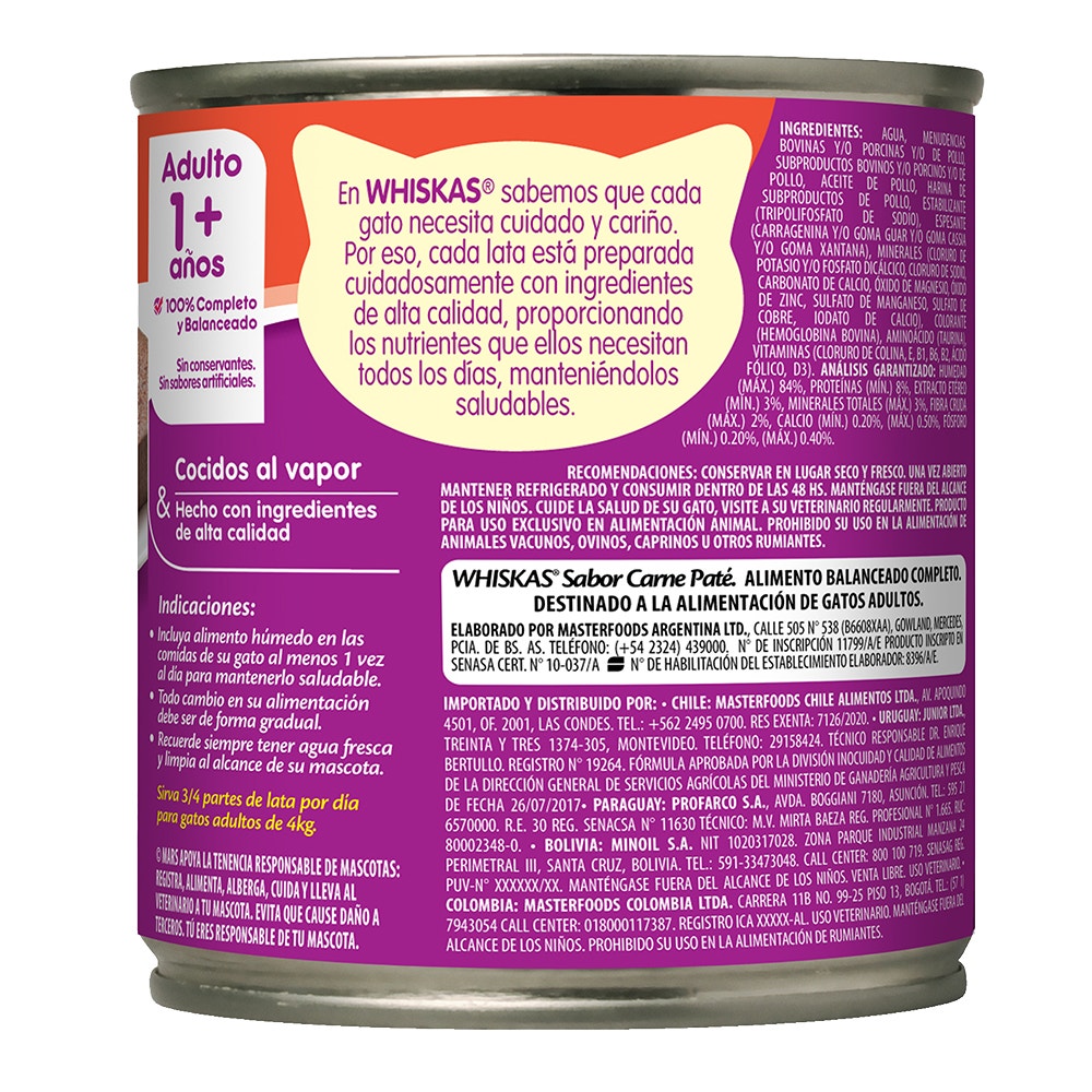 Whiskas Carne en Paté para Gato Adulto - 2
