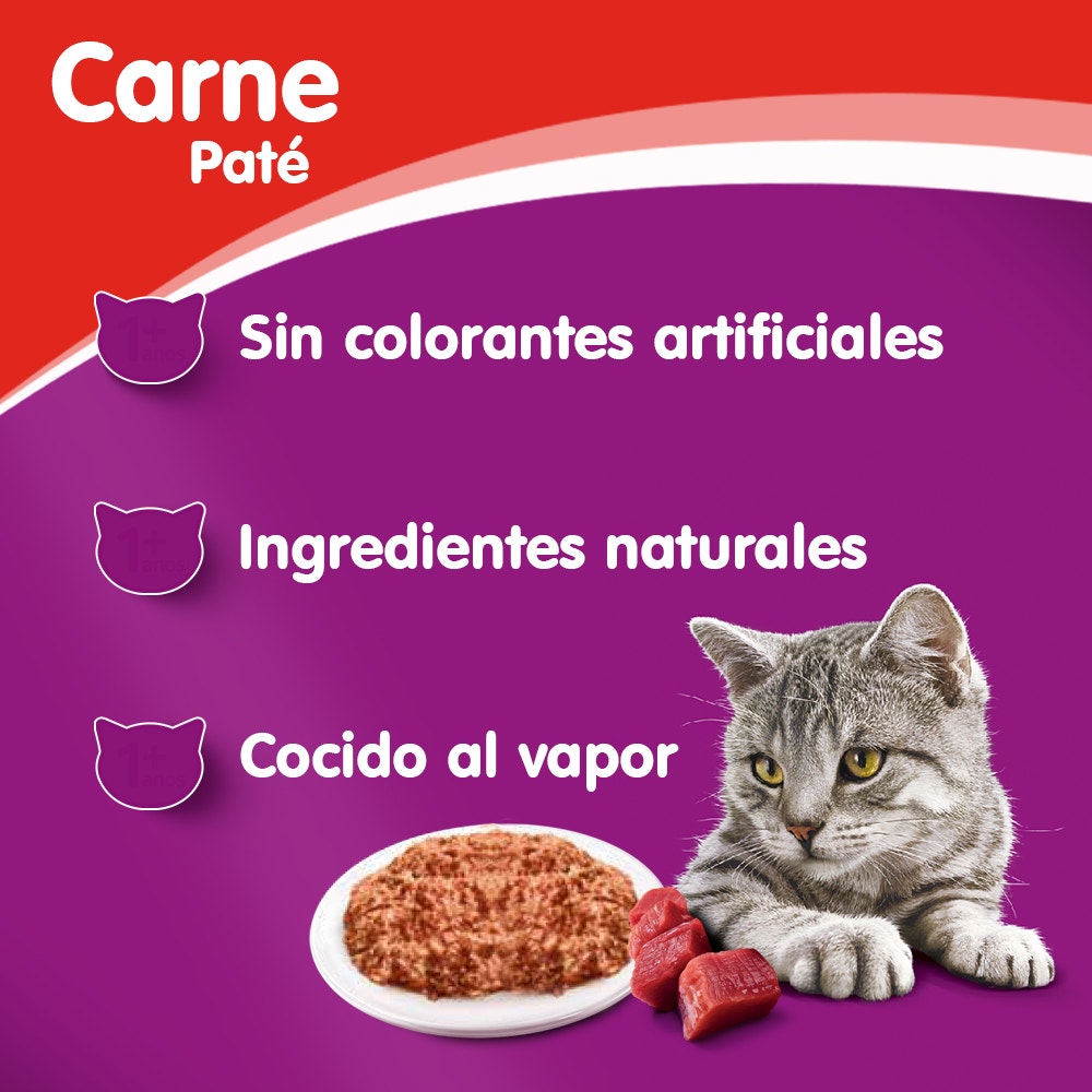 Whiskas Carne en Paté para Gato Adulto - 3