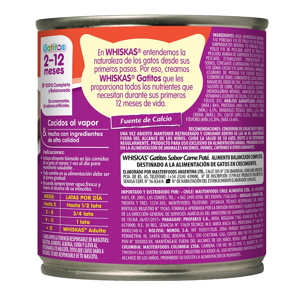 Whiskas Carne en Paté para Gato Cachorro - 2