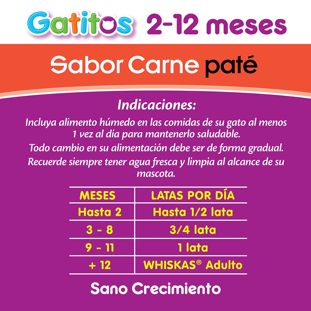 Whiskas Carne en Paté para Gato Cachorro - 3